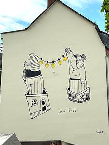 Quelle: ChristianeRudic, 1000072830 Mural DAS FEST im Stadtteil Rheinau vom Künstlerduo SOURATI